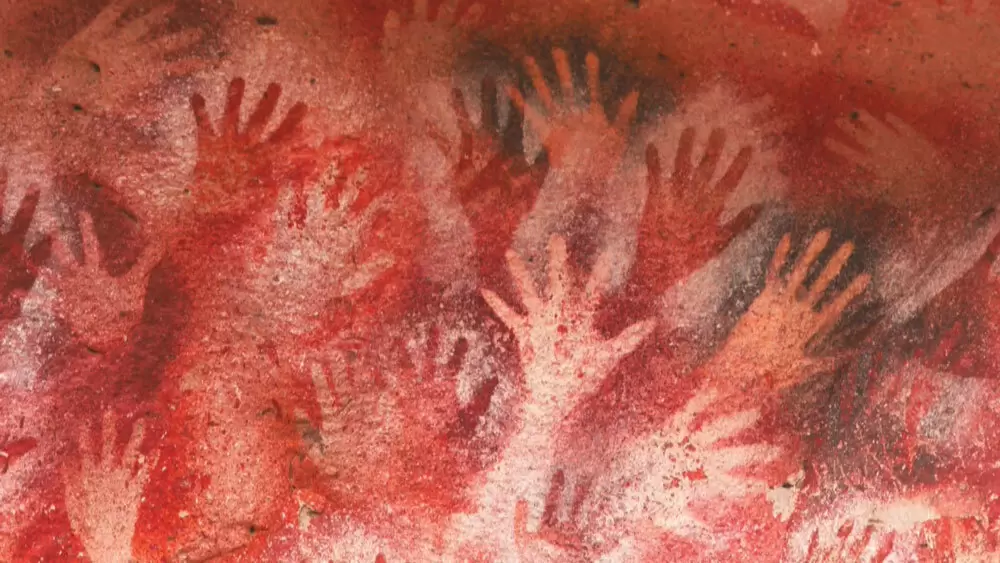 洞窟の絵 馬と牛を描いた岩絵、紀元前17000年頃（洞窟壁画）