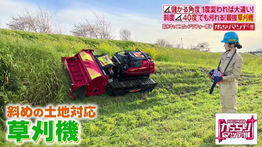 高速道路脇の草刈りに、謎のマシン「アラフォー傾子」が重宝され