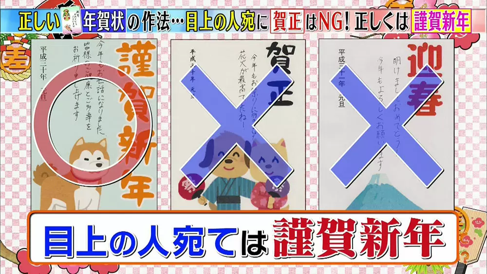 目上の人には「謹賀新年」のみ
