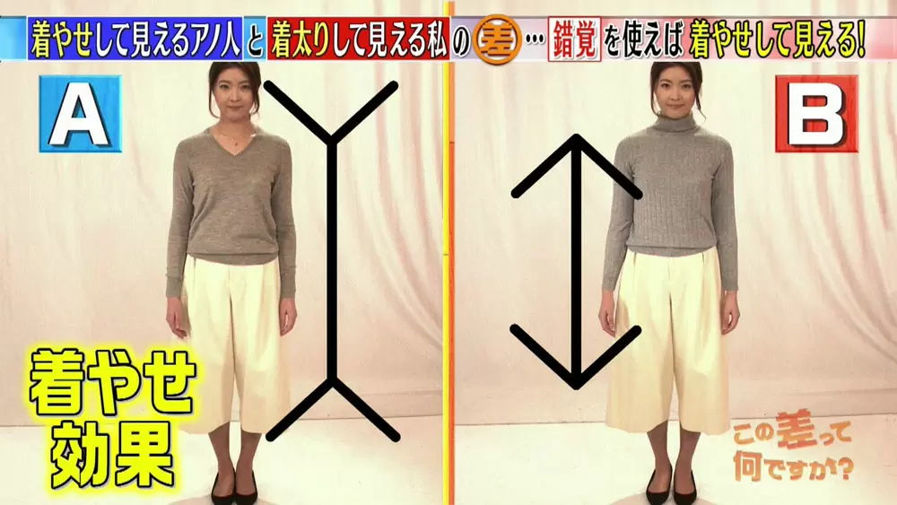 目の錯覚を利用した 着やせ のテクニック Tbsテレビ 目の錯覚を利用した 着やせ のテクニック Tbsテレビ