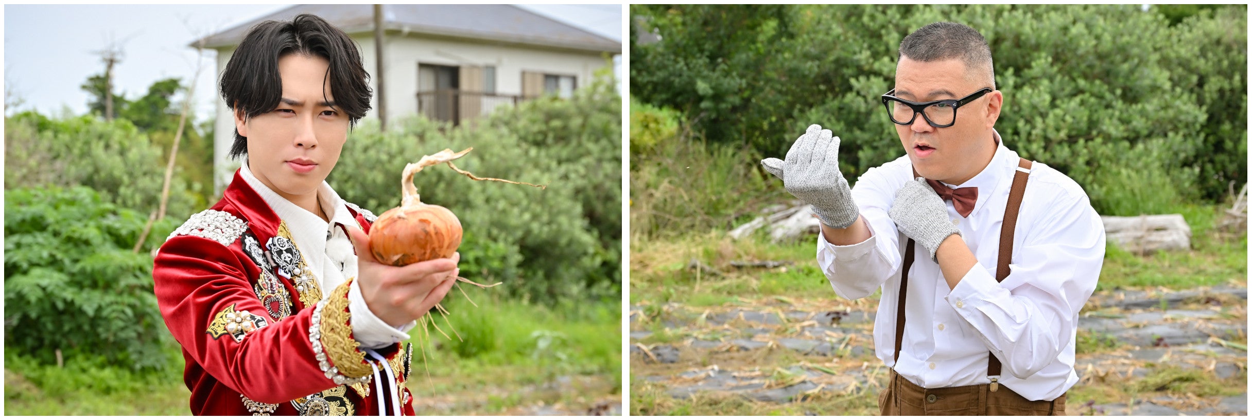 舘様”が新ロケ衣装を身にまとい、千葉県で「白子たまねぎ」の収穫に